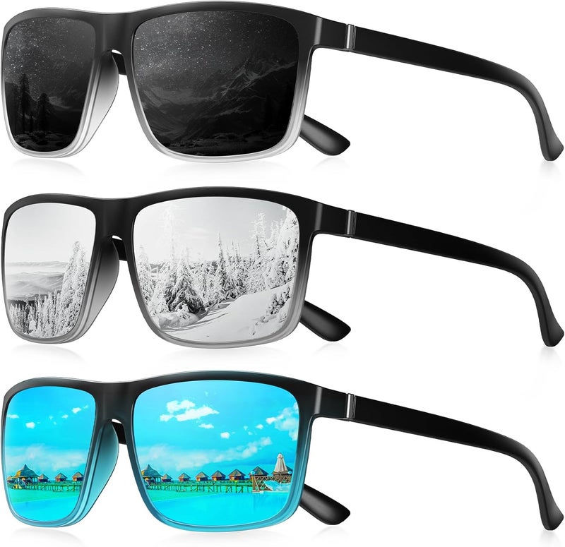 QALLY Store Polarized Sunglasses for Men Rectangular Frame Men's Polarized Sunglasses Sports Sunglasses with UV400 Protection - Image 1